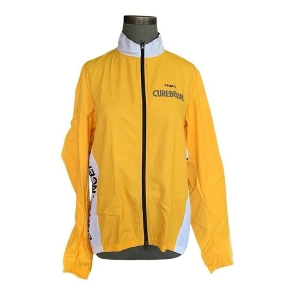 Primal Padres Pedal The Cause Womens Windbreaker XXL Yellow Cycling Jacket NWT